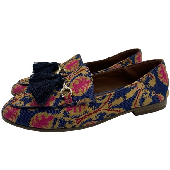 Nine West Shoes - Nine West Womens Loafers Size 6 Blue Pink Slip On Tassel Tapestry Feminine Flats